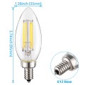 Retro Filament LED Candelabra Torpedo Light Bulb, C32, Clear, 4 Watt, 2200K, Dimmable, Replacement for 35 Watt Classic Light Bulb Pack of 6