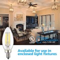 Retro Filament LED Candelabra Torpedo Light Bulb, C32, Clear, 4 Watt, 2200K, Dimmable, Replacement for 35 Watt Classic Light Bulb Pack of 6