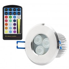 RGB LED Downlight - Waterproof Recessed LED Light w/ Remote - 8 Watt