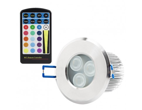 RGB LED Downlight - Waterproof Recessed LED Light w/ Remote - 8 Watt