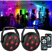 USB Par Lights, 9W 6LEDs RGB Stage Lights 2 Pack, Remote Control for DJ Gigs Wedding Church Christmas Party Stage Lighting