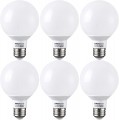 G25 LED Globe Light Bulbs, 60W Equivalent, Dimmable, 2700K Soft White, 6W Vanity Light Bulb, UL-Listed, E26 Base, Pack of 6