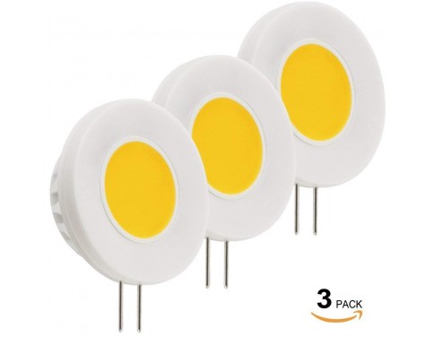 3 PACK 3W G4 Base LED Bulb, COB LED Chip, 30W Halogen Replacement, AC/DC 12V, 2700K Soft White Light, 290 Lumens Ultra-bright Lamp, 180° Wide Beam Angle, for Auto, Marine, RV and Military Vehicles