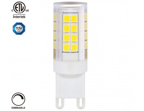 3.5W Dimmable G9 Base LED Bulb, ETL Listed, 40W Halogen Equivalent, 350lm, 360° Omni Beam Angle, 5000K Daylight, 100-130V, Chandeliers/Desk Lamp/Scones/Wall light/Landscape lighting
