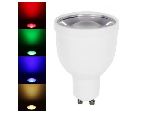 AC86V-264V 4W RGB+WW GU10 LED Bulb - RGB+Warm White Color Changing LED Light Bulb - 120 Degree Beam Angle - Compatible with RGBW Controller & WiFi LED Controller