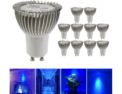 OmaiLighting LED Lighting, 3W GU10 LED Bulbs, Equivalent to 20W Halogen Bulbs, Light Colour Blue, 120° Beam Angle, Pack of 10 [Energy Class A+]