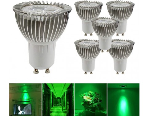 OmaiLighting LED Lighting, 3W GU10 LED Bulbs, Equivalent to 20W Halogen Bulbs, Light Colour Green, 120° Beam Angle, Pack of 5 [Energy Class A+]