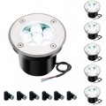 6-pack Landscape Lights 6W LED Well Lights 12V 24V Ground Lights with 6000K Bright White, IP67 Waterproof Low Voltage Landscape Lighting Spotlight for Driveway Deck Patio Yard Garden Outdoor