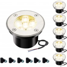 6-pack Outdoor Landscape Lights, 6W LED In Ground Well Lights, 12V 24V 3000K Warm White, IP67 Waterproof Low Voltage Landscaping Spotlight for Driveway Deck Step Yard Fence Garden Pathway