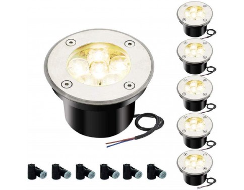 6-pack Outdoor Landscape Lights, 6W LED In Ground Well Lights, 12V 24V 3000K Warm White, IP67 Waterproof Low Voltage Landscaping Spotlight for Driveway Deck Step Yard Fence Garden Pathway