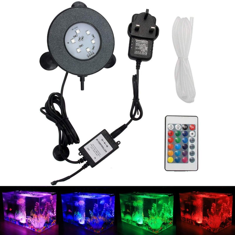 Aquarium Underwater Air Bubble LED Light RGB Submersible Lamp