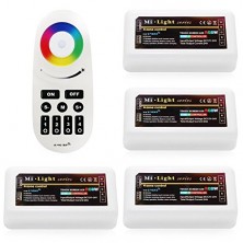 WiFi Compatible RGB+White Controller Kit: 4pcs RGBW Multi Zone Controllers + RF Remote - 4-zone RGBW LED Controller - Compatible with Smartphone/Tablet PC (Hub not included)