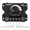 PWM Dimming Controller for LED Strip Light, DC 12V - 24V Dimmer Knob ON/OFF Switch with Aluminum Housing, Single Channel 30A 5050 3538 5630 Single Color Light Ribbon, Pack of 4