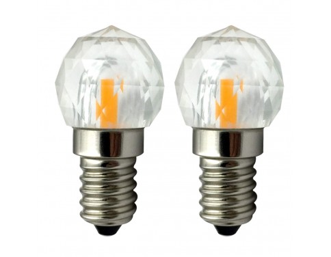 2-Pack LED Warm Glow E14 SES Small Edison Screw Pure Solid K9 Glass Crystal LED Light Bulb, Dimmable 240V 3W (30W)