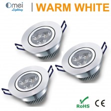 3W Warm White LED Recessed Ceiling Wall Downlight Spotlight Lamp 80-265v (3 Pack)