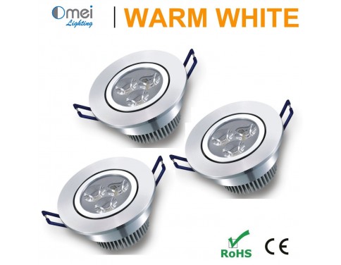 3W Warm White LED Recessed Ceiling Wall Downlight Spotlight Lamp 80-265v (3 Pack)