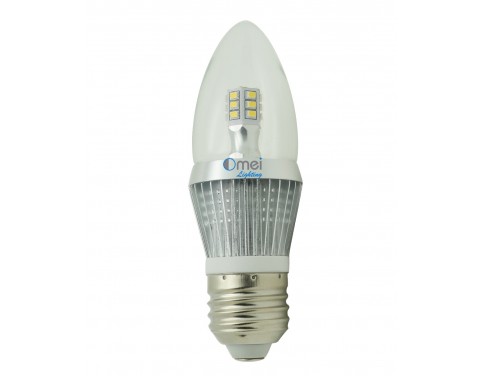 6-Pack e26 led bulb dimmable candelabra bulbs 5w 50 watt Daylight white 6000k torpedo bullet top light bulb
