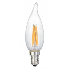 Energy Saving 6-Watt LED Filament Candelabra Light Bulb - Dimmable - Soft White 2700K - Flame Tip - Exact Equivalent to Standard 60W Incandescent Chandelier Bulb