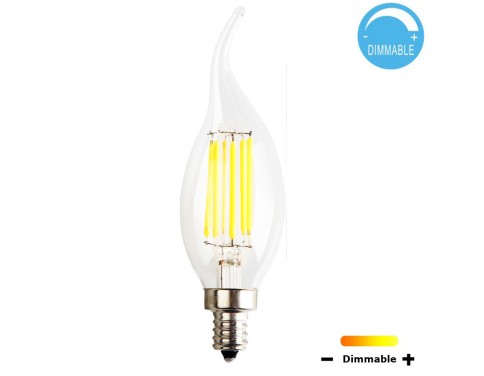 C35 6-Watt LED Filament Candelabra Bulb - Dimmable - Soft White 2700K - E12 Base - Equivalent to 60W Incandescent Chandelier Bulb - 360 Degree Beam Angle