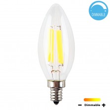 C35 6-Watt LED Filament Candelabra Bulb - Dimmable - Soft White 2700K - E12 Base - Equivalent to 60W Incandescent Chandelier Bulb - 360 Degree Beam Angle