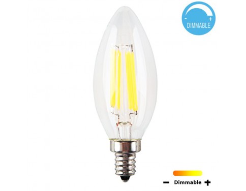 C35 6-Watt LED Filament Candelabra Bulb - Dimmable - Soft White 2700K - E12 Base - Equivalent to 60W Incandescent Chandelier Bulb - 360 Degree Beam Angle