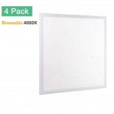 2x2 LED Flat Panel Light, OmaiLighting 4-Pack 2x2 LED Panel Light Dimmable 4000K(Bright White), 0-10V 40W(140W Equivalent) - White Frame, 4147 Lumens, 100-277V - DLC-Qualified and Lighting Facts