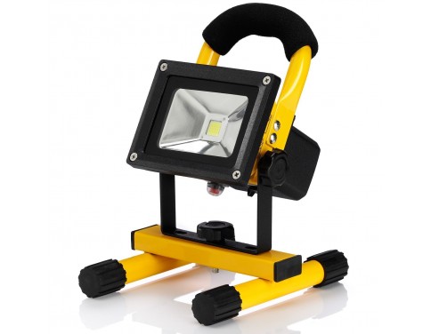 OmaiLighting Warm White 10W LED Work Flood Light Rechargeable Cordless Portable LED Floodlight with Charging Adapter