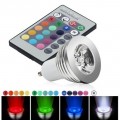 3W GU10 RGB LED Spot Light Spotlight Bulb Lamp 16 Colors with Remote Controller