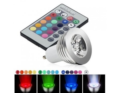 3W GU10 RGB LED Spot Light Spotlight Bulb Lamp 16 Colors with Remote Controller