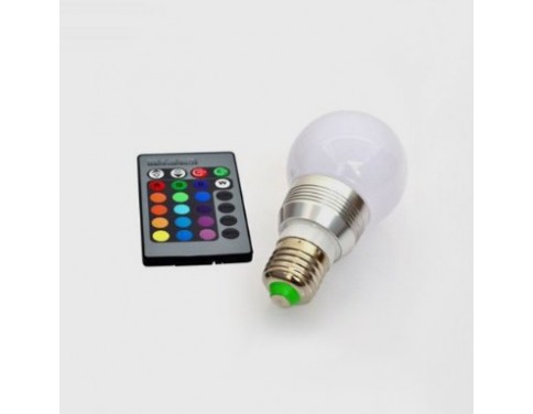 3W E27 RGB Multi-Color LED Light Bulb With Remote Control