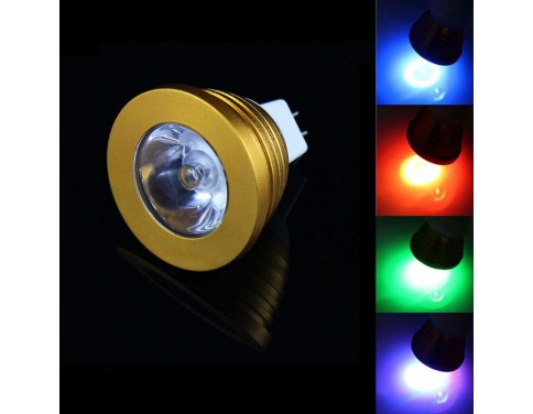 LED Spot Bulb MR16(GU5.3) 3W 200LM 1 pcs High Power RGB Light-Golden(AC/DC12V)