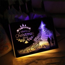 Customized Paper-Cut Light Box, Remote Control 3D Paper Carving Light Three-Dimensional Creativity Shadow Night Lights Romantic Atmosphere Halloween Christmas