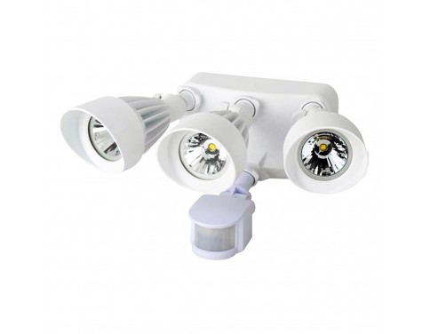 Triple-Head LED 36 Watt White Security Light Motion-Activated 3090 Lumens by Morris