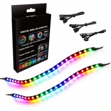 Addressable PC RGB LED Strip, Magnetic Rainbow PC Case Lighting, 2PCS Strips 42LEDs for 5V 3-pin ARGB LED headers, for ASUS Aura SYNC, Gigabyte RGB Fusion, MSI Mystic Light Sync Motherboard