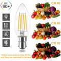 B15 LED Filament Candle Bulb Dimmable,CRI 90+ Vintage LED Candle Bulbs SBC,C35 No Flicker Small Bayonet Cap Light Bulb 4W(40W Equivalent) Warm White 2700K LED Bulbs 400LM,4 Packs