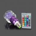 Acrylic Crystal LED Color Changing Light 3W Bulb With Remote E27 Lamp Purple