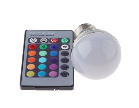 RGB 3W LED Light Bulb E27 16 Colors Changing With IR Wireless Remote Control