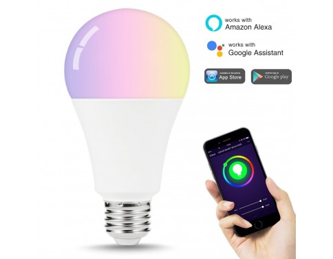 Alexa Smart Bulb White Color Ambiance A21 WiFi LED Light Bulbs, LED Smart Lighting 100W-150W Equivalent, Multicolored RGB Night Light for Bedroom, Cafe, Kitchen, Compatible with Google Assistant