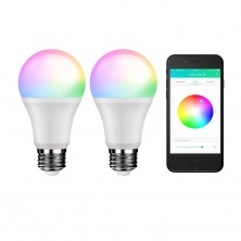 Bluetooth Mesh Smart Light Bulb, RGBW and White Light, No Hub Required, Voice/Music Sync, Dimmable, Color Changing, 9W 800lm A19 E26 LED Bulbs, Programmable APP Alternative to DMX512 System, 2 Pack