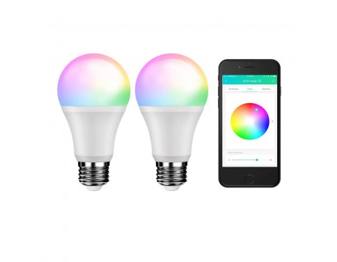 Bluetooth Mesh Smart Light Bulb, RGBW and White Light, No Hub Required, Voice/Music Sync, Dimmable, Color Changing, 9W 800lm A19 E26 LED Bulbs, Programmable APP Alternative to DMX512 System, 2 Pack