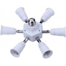 E27 Socket Adapter to 7 E27 Standard LED Bulbs Splitter Adapter,E26 E27 Universal lamp holder with 360 Degrees Adjustable 180 Degree Bending (7 in 1 Socket Adapter)
