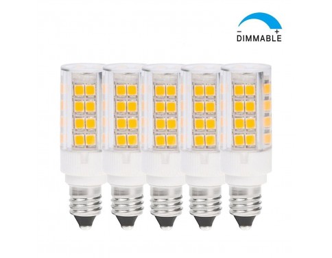 OmaiLighting Dimmable JD E11 Base LED Light Bulb Miniature Candelabra Base Soft White 35 Watt T4 JD E11 Base Halogen Light Bulb Pack of 5 Daylight White Color E11