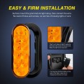 OmaiLighting 6 Inch Oval Amber LED Trailer Tail Lights 2PCS 10 LED W/Flush Mount Grommets Plugs IP67 Waterproof Turn Signals Trailer Lights for RV Truck Jeep