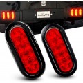 OmaiLighting 6 Inch Oval Red LED Trailer Tail Lights 2PCS 10 LED W/Flush Mount Grommets Plugs IP67 Waterproof Turn Signals Trailer Lights for RV Truck Jeep